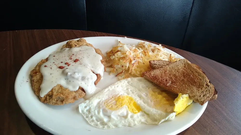 Chicken Fried Steak Hashbrowns and Eggs and Eggs